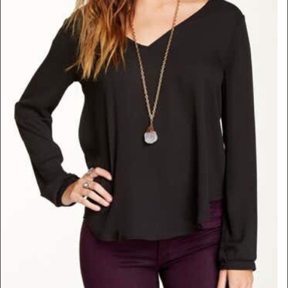 New Lush Black Long sleeve Blouse- Sz Small